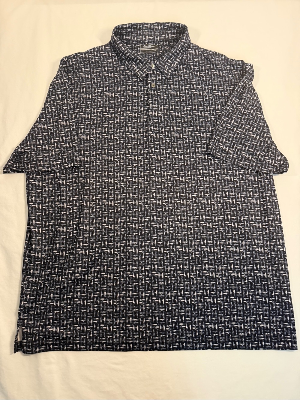 Ben Hogan Men's 2XL B&W Performance Golf Patterned Short-Sleeve Polo